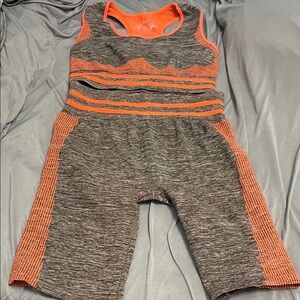 Women's Gray and Orange Activewear Set